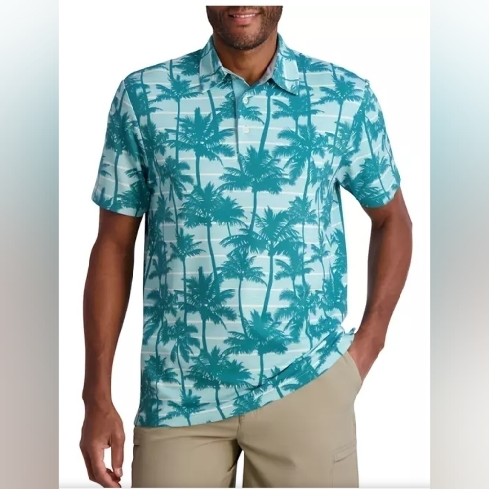 Mens Golf Cart Print Polo Shirt Medium